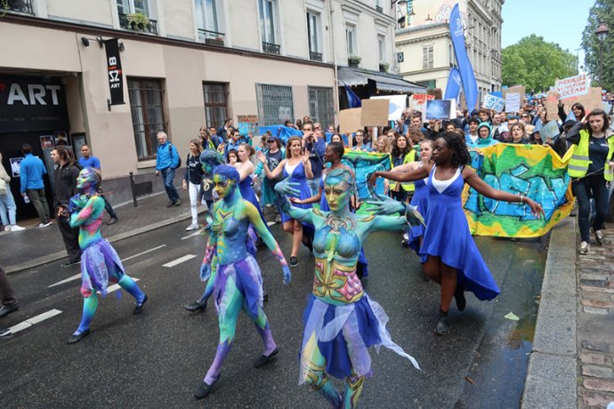 March for the ocean in Paris to celebrate the world ocean day on 8th March 2019